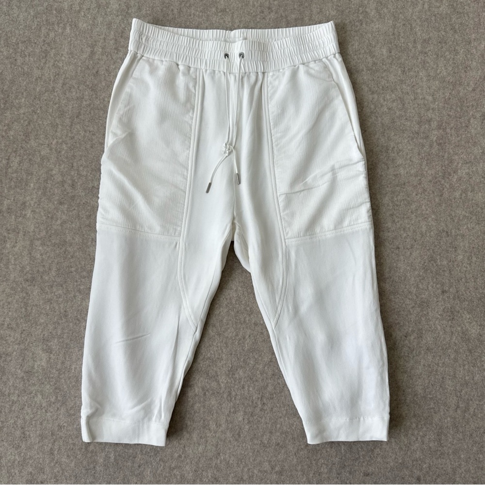 Helmut Lang White Drawstring Cropped Joggers